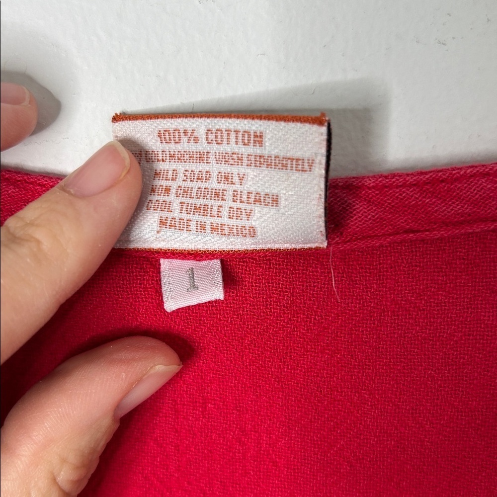 Oh My Gauze! Red Daytona Cotton Asymmetrical Top - Picture 4 of 6